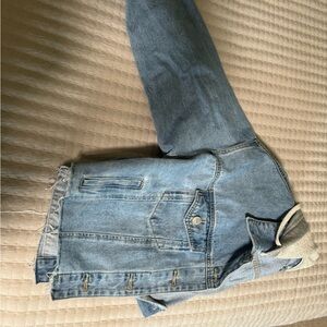 Forever 21 denim jacket with sweatshirt hood